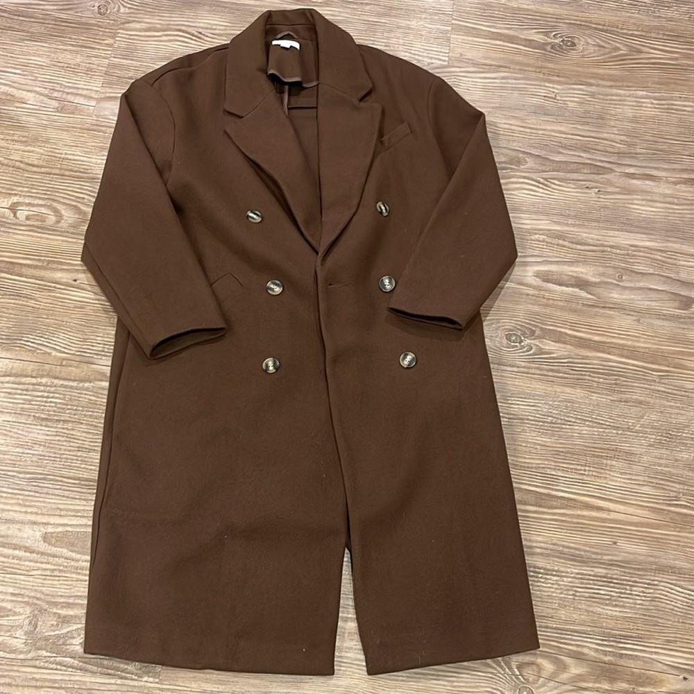 Worn only twice! Top shop double breasted coat Chocolate brown size 8 ~$180